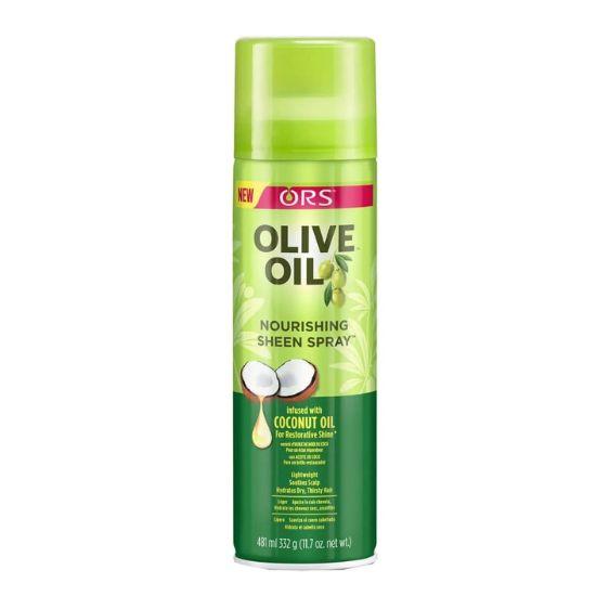 ORS OLIVE OIL, Nourishing sheen spray en coconut oil, hydrate cheveux secs, 472ml